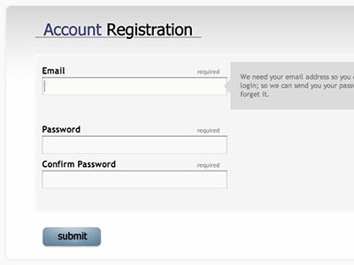 Account Registration Form account registration design form html5 identify