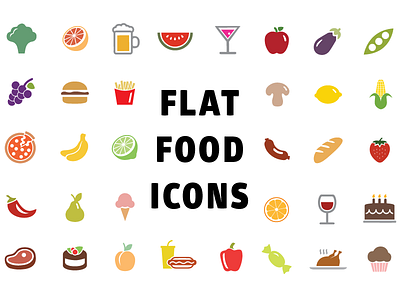 Flat Food Icons buy dessert fast food food food icons fruits icons icons set vector vegetables