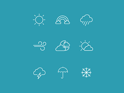 Weather Icons cloudy icons icons design icons pack line icons minimal minimalist rain rainbow sunny vector weather weather app weather icon weather icons