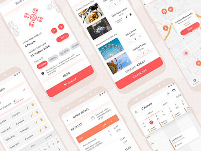 Restaurant and activity booking app activity app booking cart checkout design ecommerce food illustration local local business material design menu restaurant restaurant app shopping ui ux ux ui design vector