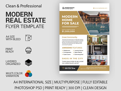 Real Estate Flyer advertisement advertising agency agent broker commercial flyer home house leaflet lease loan magazine marketing mortgage negotiator newspaper open poster professional
