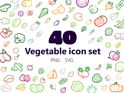 Vegetable icon set colourful cooking icon icon design icon pack icon set minimal minimal icons pictogram ui uidesign vector vector illustration vectors vegetable