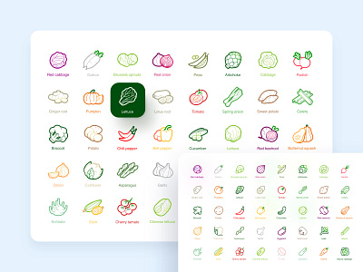 Vegetable icon set cooking icon icon design icon pack icon set illustrations minimal minimal icon ui design ui element ui ux vector vegetable