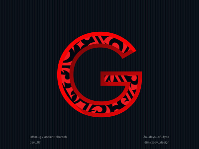 Letter_G 36daysoftype ancient egypt ancientlogo ancientpharaoh black g day07 daydesign glogo letter g letter logo letterdesign redblack redg redlogo