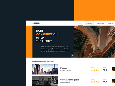 Construction Web UI app base behance build builder building construction darkblue design dribbble future graphic orange photos picture ui ux web webdesign webui