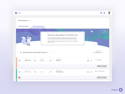 Product Lifecycle UI – Polaris business application illustration product maintenance product page uiux