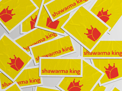 Logo Stickers for Shawarma King branding design food identity design illustration king logo shawarma stickers vector yellow