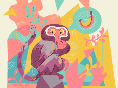 Monkey animal flat illustration tropic