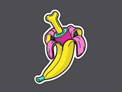 Sticker #1 art banana bone boones fruit graphic illustration logo sticker zombie