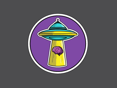 Sticker #4 alien art brain colorful graphic illustration sticker ufo