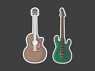 Guitar Sticker acoustic art design graphic graphic design guitar illustration music sticker stickers