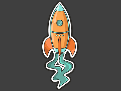 Space Ship Sticker art graphic illustration launch rocket ship space sticker stickers