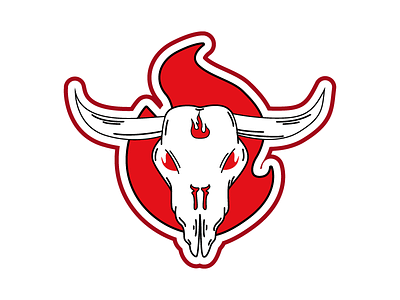 Fire Skull bbq bison bull design graphic design illustration logo logotype red skull