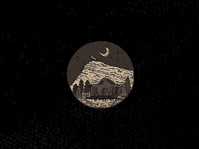 Wolf Sticker cabin illustration logo moon mountains night retro river sticker wolf wolfpack