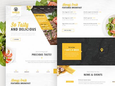VaPresto Homepage Design Concept adobe fireworks delicious food header home page layout menu navigation news plate restaurant tabs