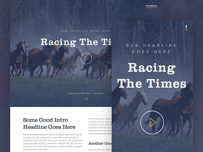 Racing The Times (RWD) fullscreen header horses landing page movie play racing scroll sketch sketchapp video