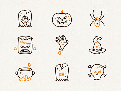 Halloween Icons frankenstein halloween icons illustration october pumpkin scary sketch skull spider vector