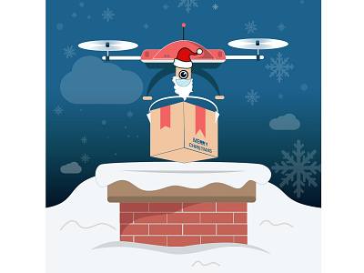 Santa's gift during a lockdown illustration poster