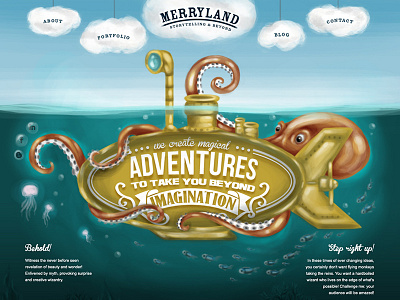 Portfolio webdesign fairytale illustrated illustration kraken octopus portfolio submarine webdesign