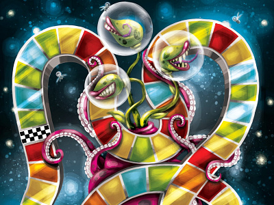 Spacebuzzers boardgame 2d art board boardgame carnivore concept art fly trap game game design octopus tentacles venus