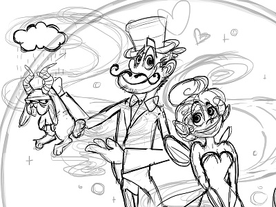 Magical family sketch cartoon character disney fairy funny inspired magic progress rabbit sketch wizard