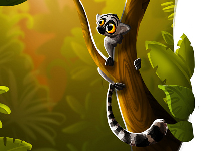 Ringtail Lemur cute funny jungle lemur monkey painting photoshop ringtail