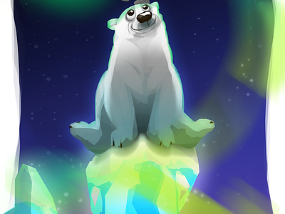 Polarmagic! bear bears cute lights magic night northern light polar