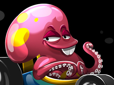 Racecar Octopus car cartoon character development! funny gamedesign octopus race racecar racing
