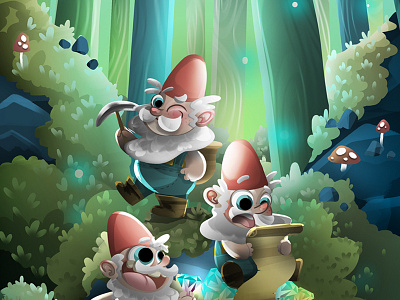 Diamond Dwarfs characters bejeweled characters cute design diamond dwarf game gameplay gnome logo magic woodland
