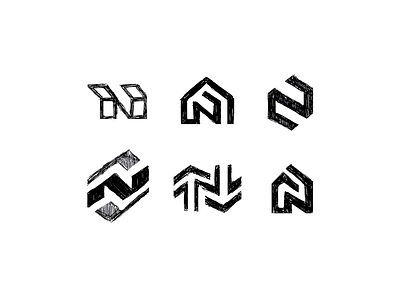 N + House logo logomark mark sketch thick lines