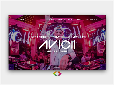 Avicii Landing Page - Tribute To AVICII avicii dj djlife frontpage landingpage mainpage techno webdesign website