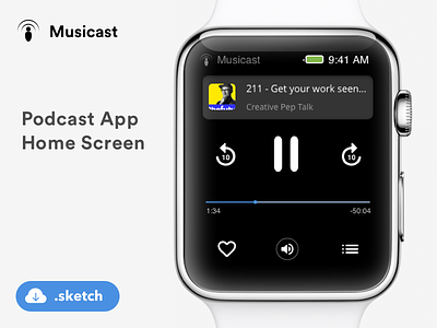 Podcast App concept for Apple watch apple watch music podcast watch