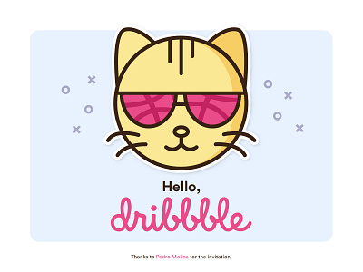 Hello Dribbble! debutshot first shot hello hello dribbble hipster cat illustration sticker vector