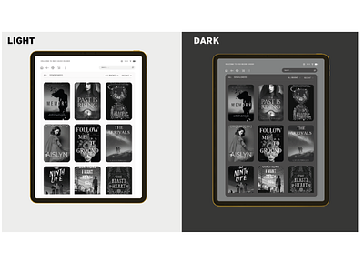 eBook UI design (Kindle inspired) 3d animation app branding dark theme design ebook app ebook ui graphic design illustration light theme ui user interface vector web de web design