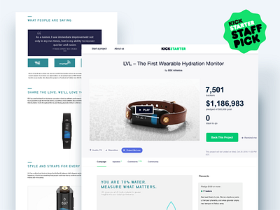 Million Dollar Kickstarter Project crowdfunding campaign hydration industrial design kickstarter visual design wearables webdesign