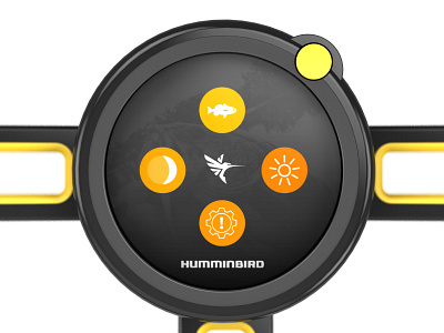 Fish Finder Interface circle fishing icons industrial design rendering touch ui ux