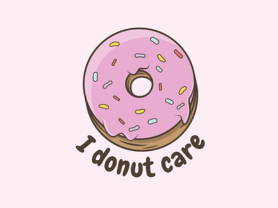 Cute donut | I donut care colorful design dessert donut food graphic design humorous illustration illustration kawaii art logo minimalist pastry pink sugar yummy