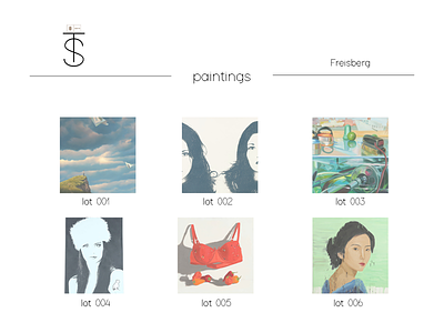 Painting page of the website art auctions mockup web dev website