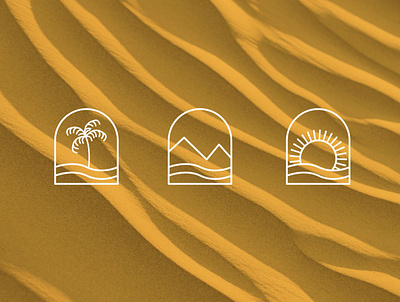 Palm Tree, Mountains and Sun Logo Design brand design branding design illustration art logo