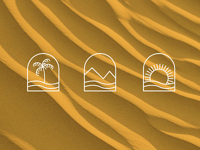 Palm Tree, Mountains and Sun Logo Design