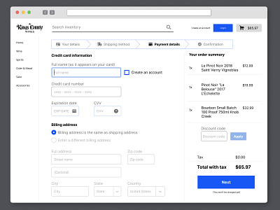 Payment Details - Wine Shop