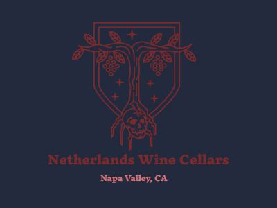 Nethederland Wine Cellars branding brandings design flat illustration illustrator logo minimal napa vector wine winery