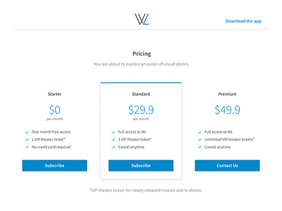 Pricing Plans design package premium price pricing standard subscribe ui web website