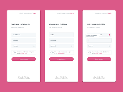 Signup Form for Dribbble (Mobile) creation dribbble form mobile onboarding screen sign up signup simple