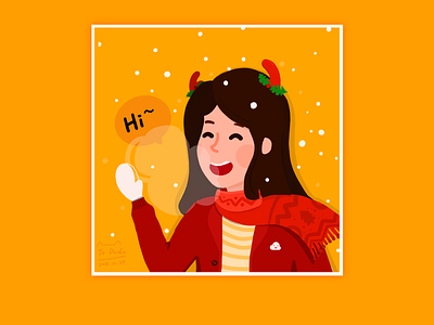 Merry Christmas！Christmas avatar drawn with ipad avatar christmas gift christmas girl illustration ipad procreate app snow day winter illustration