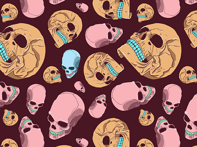 Colored Skulls Repeat Pattern