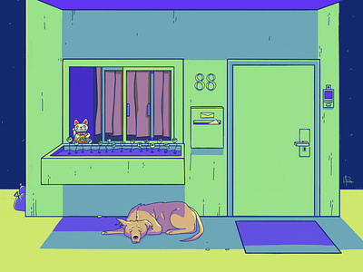 nap background character design dog illustration