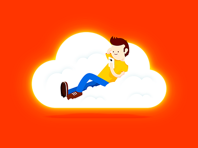 Cloud boy cloud flat icloud illustration nube office365 orange smart phone vector windows