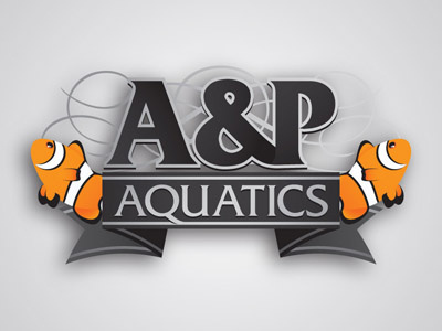 A&P Aquatics Logo aquatics clown fish illustration logo