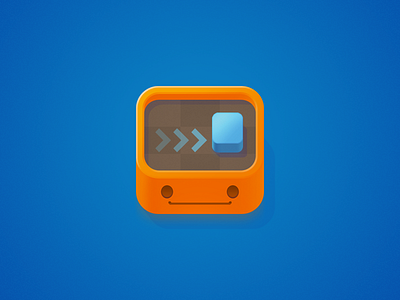 iOS Game Icon blue box game gaming icon ios isometric motion orange perspective puzzle rounded shadows